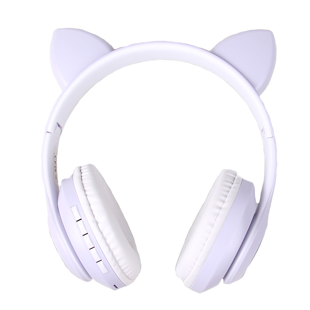 Bezdrátová sluchátka s kočičíma ušima fialová - náhled 3