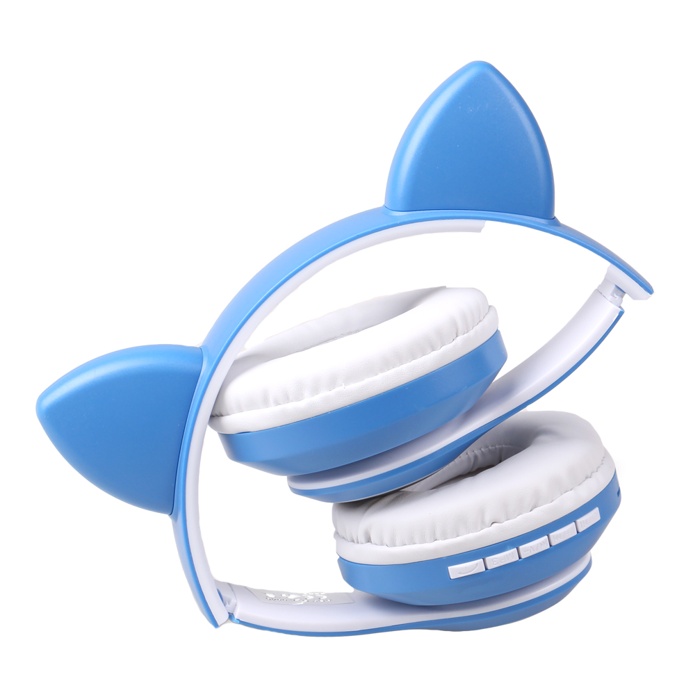 Bezdrátová sluchátka s kočičíma ušima modrá - náhled 1