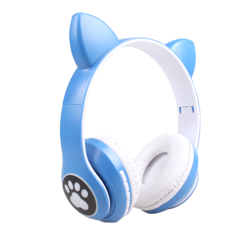 Bezdrátová sluchátka s kočičíma ušima modrá - náhled 2