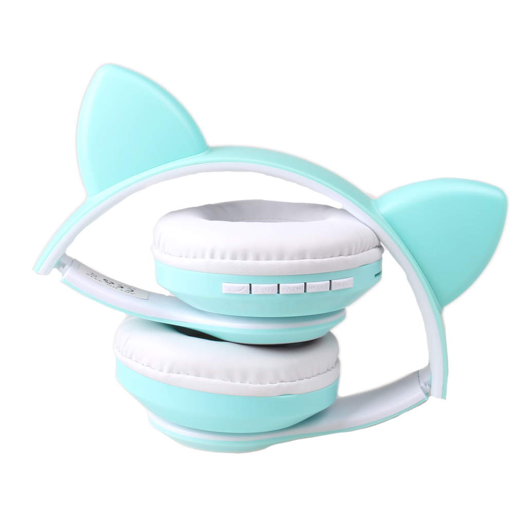 Bezdrátová sluchátka s kočičíma ušima zelená - náhled 1