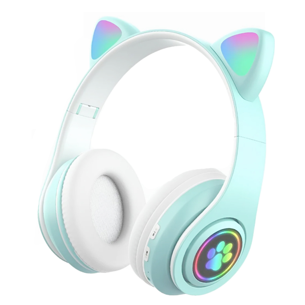 Bezdrátová sluchátka s kočičíma ušima zelená - náhled 3