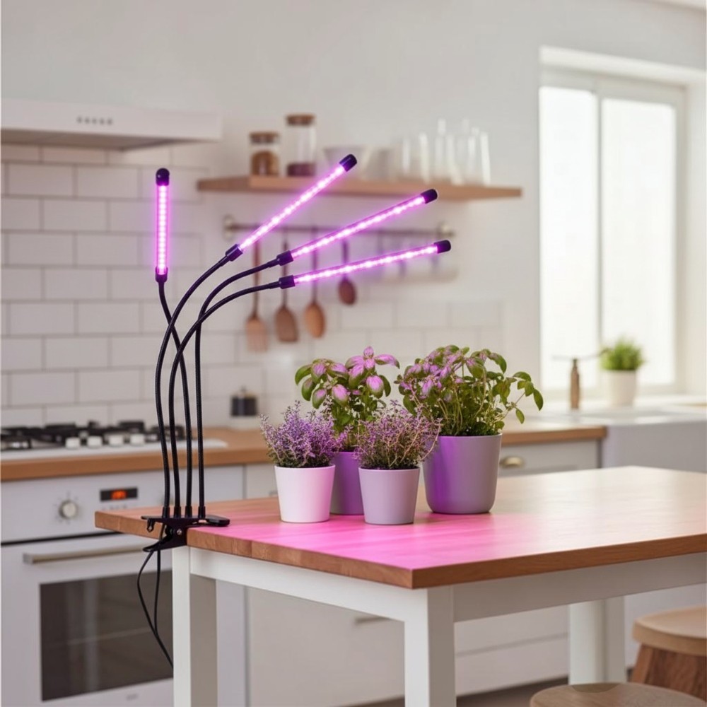 Čtyřramenná LED pěstební lampa pro pokojové rostliny - náhled 5