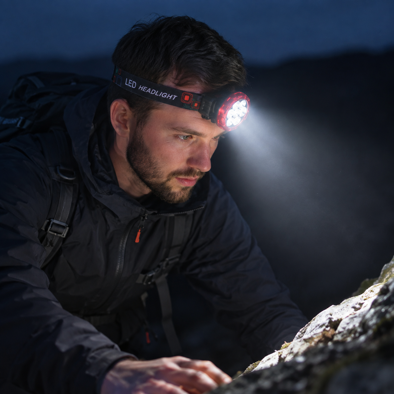 Dobíjecí LED čelovka HX208-9 červená - náhled 6