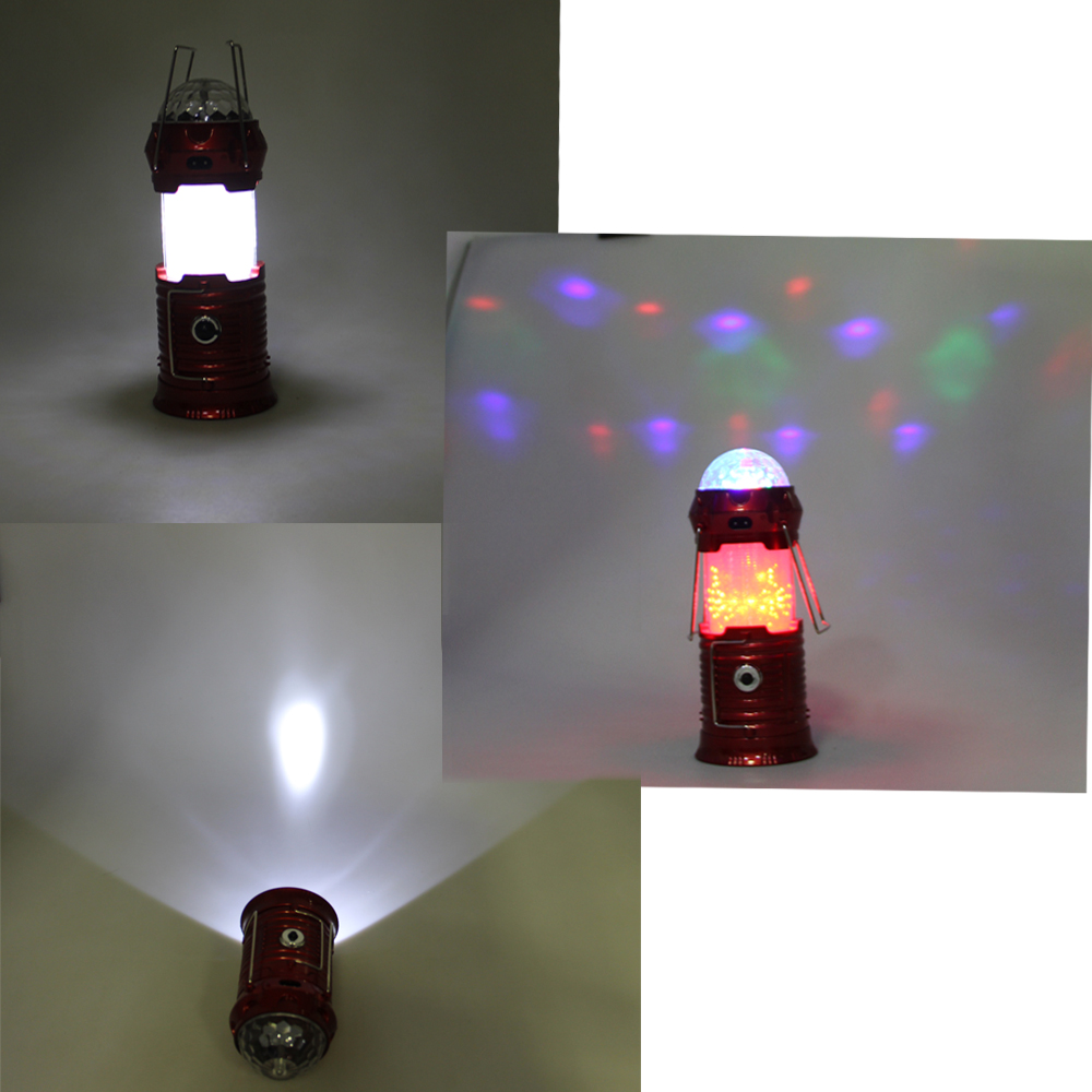 Multifunkční solární LED lucerna červená  - náhled 5