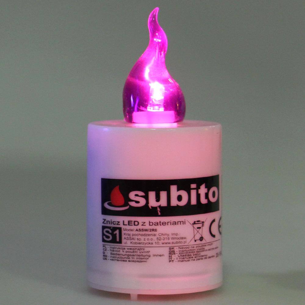 Svíčka SUBITO S1 blikací na baterie 30denní fialová - náhled 2