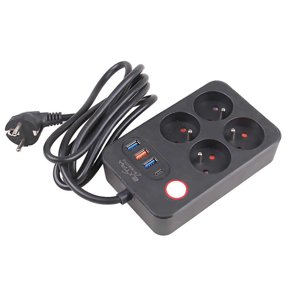 Prodlužovací kabel 2 m se 4 výstupy a USB - náhled 1