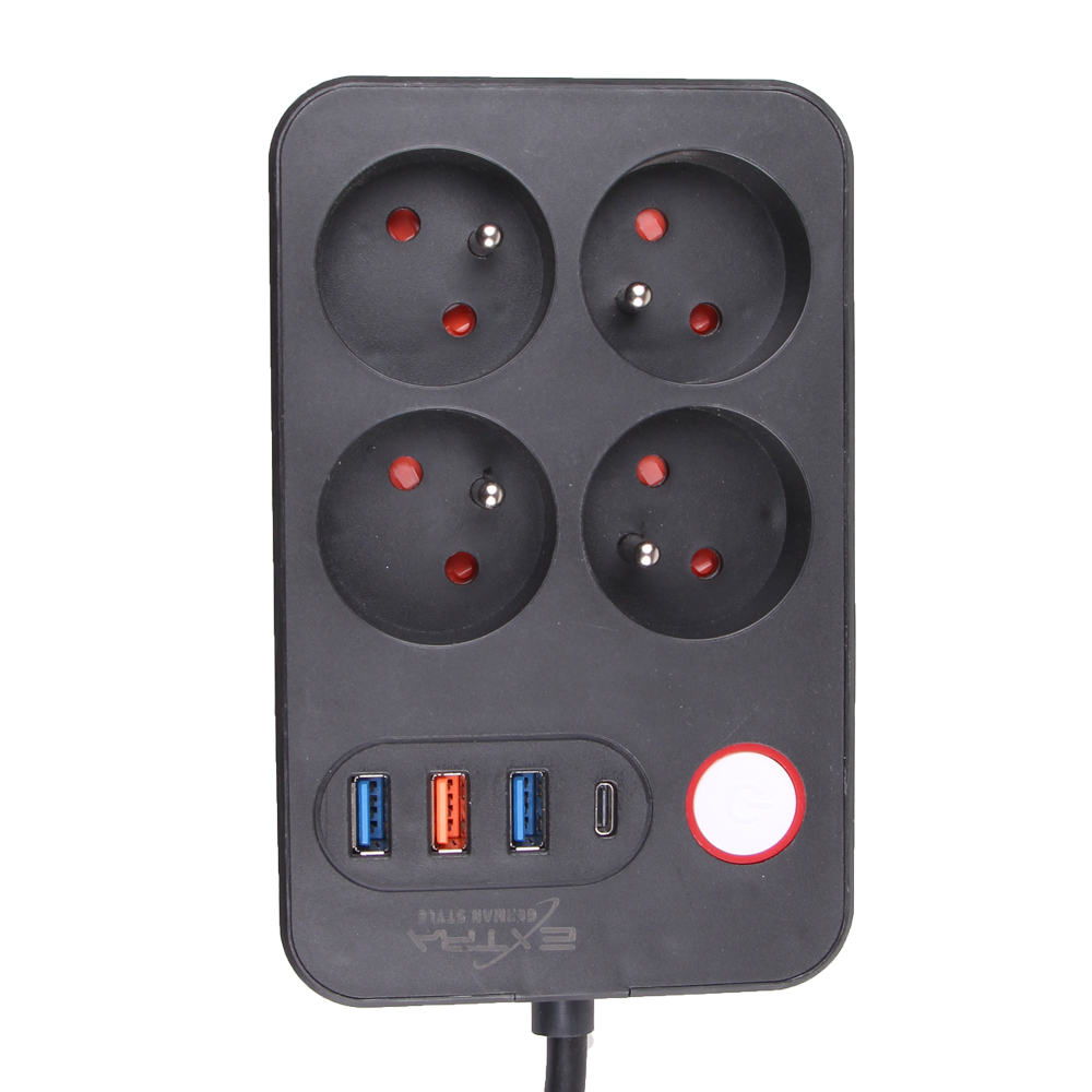 Prodlužovací kabel 2 m se 4 výstupy a USB - náhled 2