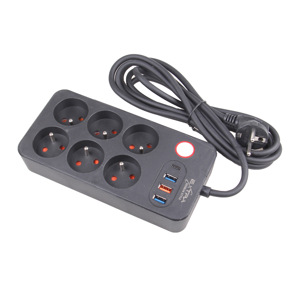 Prodlužovací kabel 2,5 m se 6 výstupy a USB - náhled 1