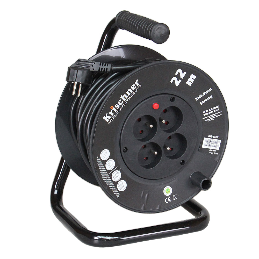 Prodlužovací kabel na bubnu 22 m černý - náhled 1