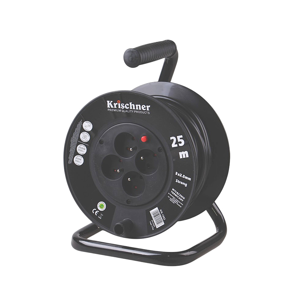 Prodlužovací kabel na bubnu 25 m černý 2,5mm - náhled 1