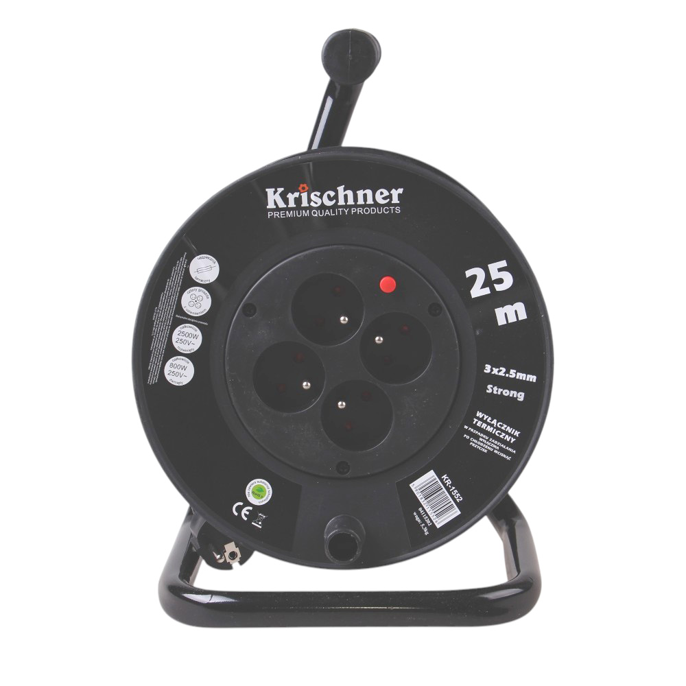 Prodlužovací kabel na bubnu 25 m černý 2,5mm - náhled 2