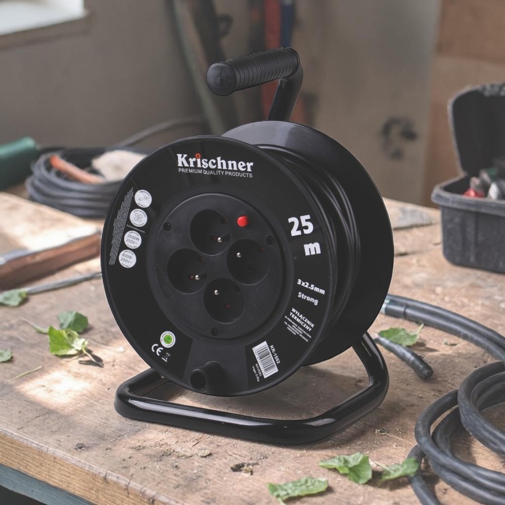 Prodlužovací kabel na bubnu 25 m černý 2,5mm - náhled 4