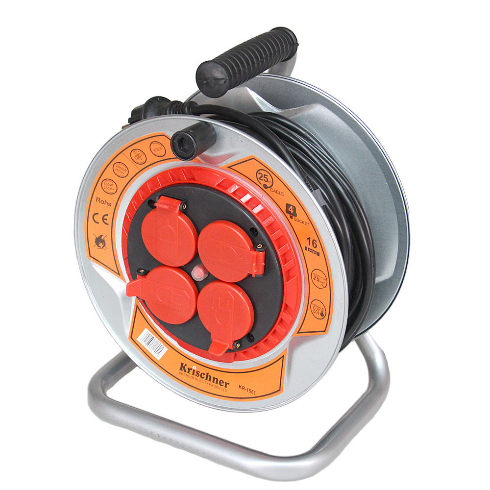 Prodlužovací kabel na bubnu 25 m šedý 2,5mm - náhled 1