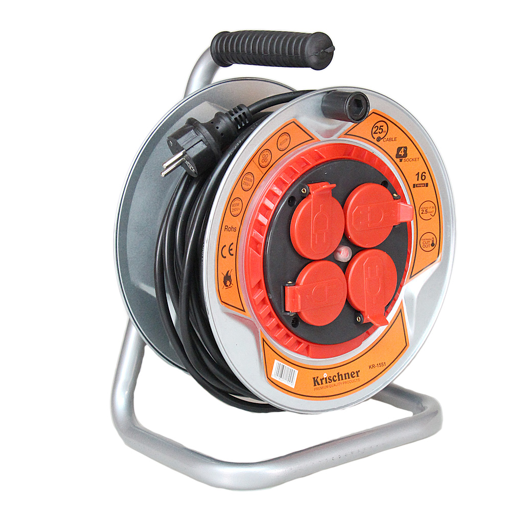 Prodlužovací kabel na bubnu 25 m šedý 2,5mm - náhled 2