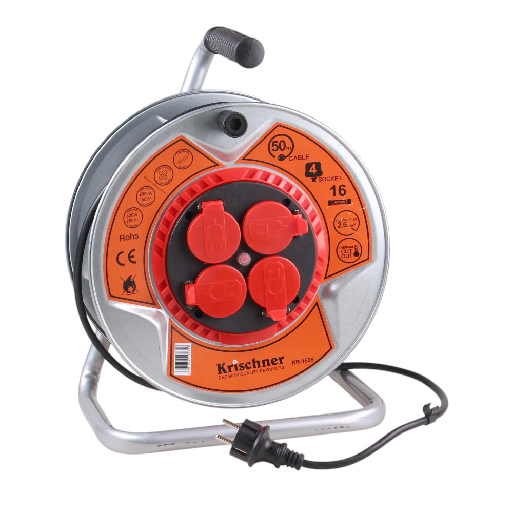 Prodlužovací kabel na bubnu 50 m šedý 2,5mm KR-1535 - náhled 1