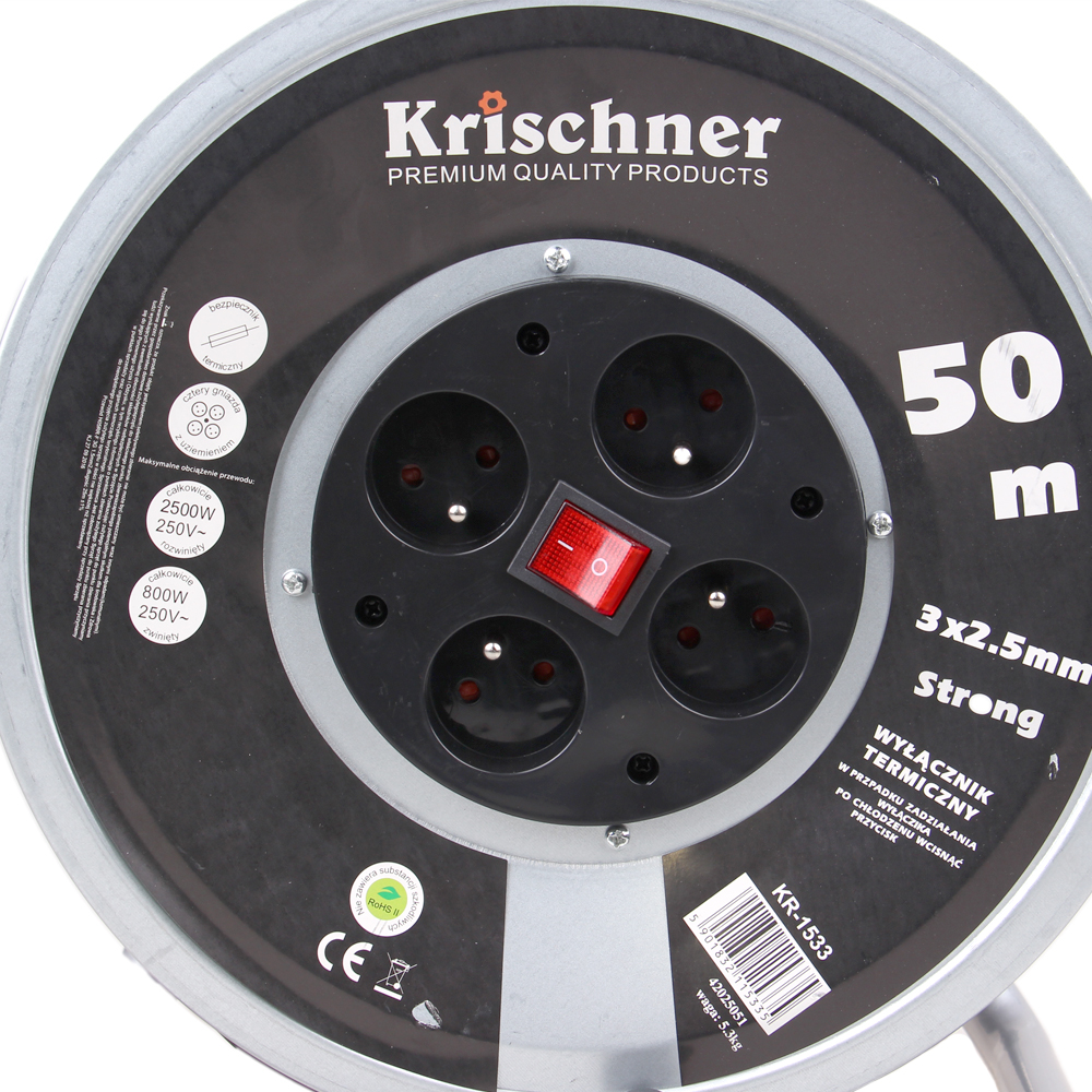 Prodlužovací kabel na bubnu 50 m KR-1533 - náhled 3