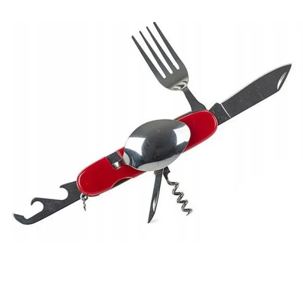 Multifunkční kempingový příbor JIN BIN LI červený - náhled 1