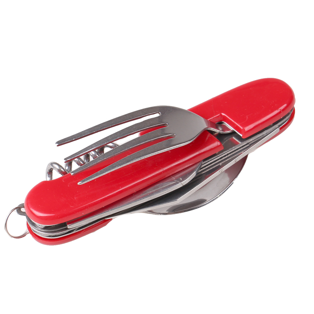 Multifunkční kempingový příbor JIN BIN LI červený - náhled 2