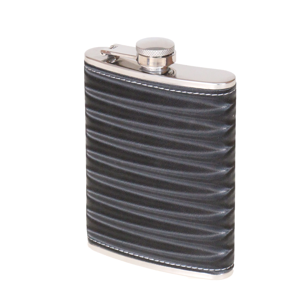 Nerezová placatka s PVC kůží černá - náhled 1