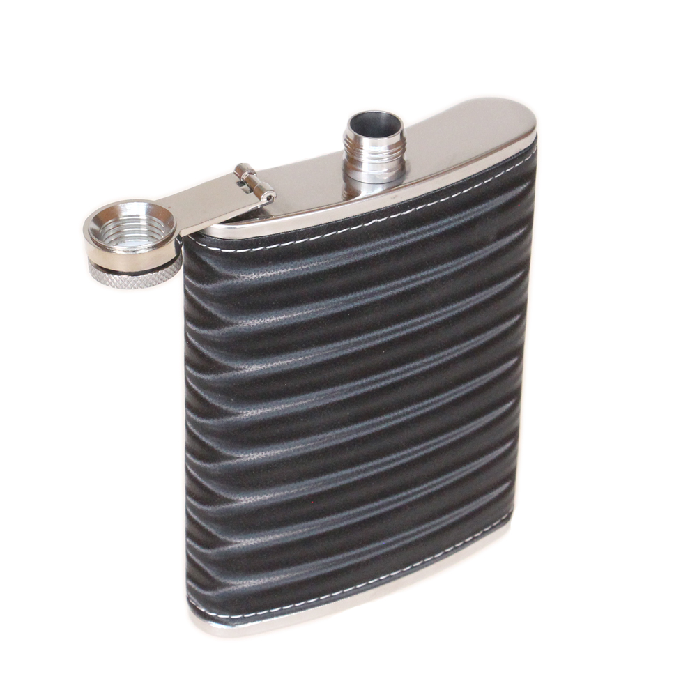 Nerezová placatka s PVC kůží černá - náhled 2