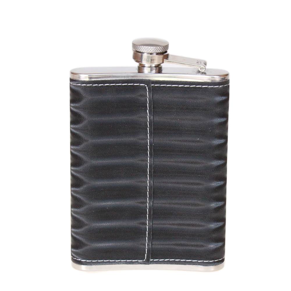 Nerezová placatka s PVC kůží černá - náhled 3