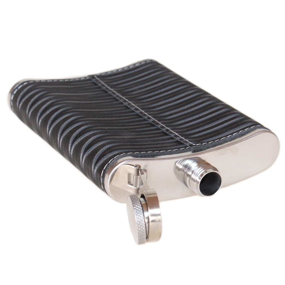 Nerezová placatka s PVC kůží černá - náhled 4