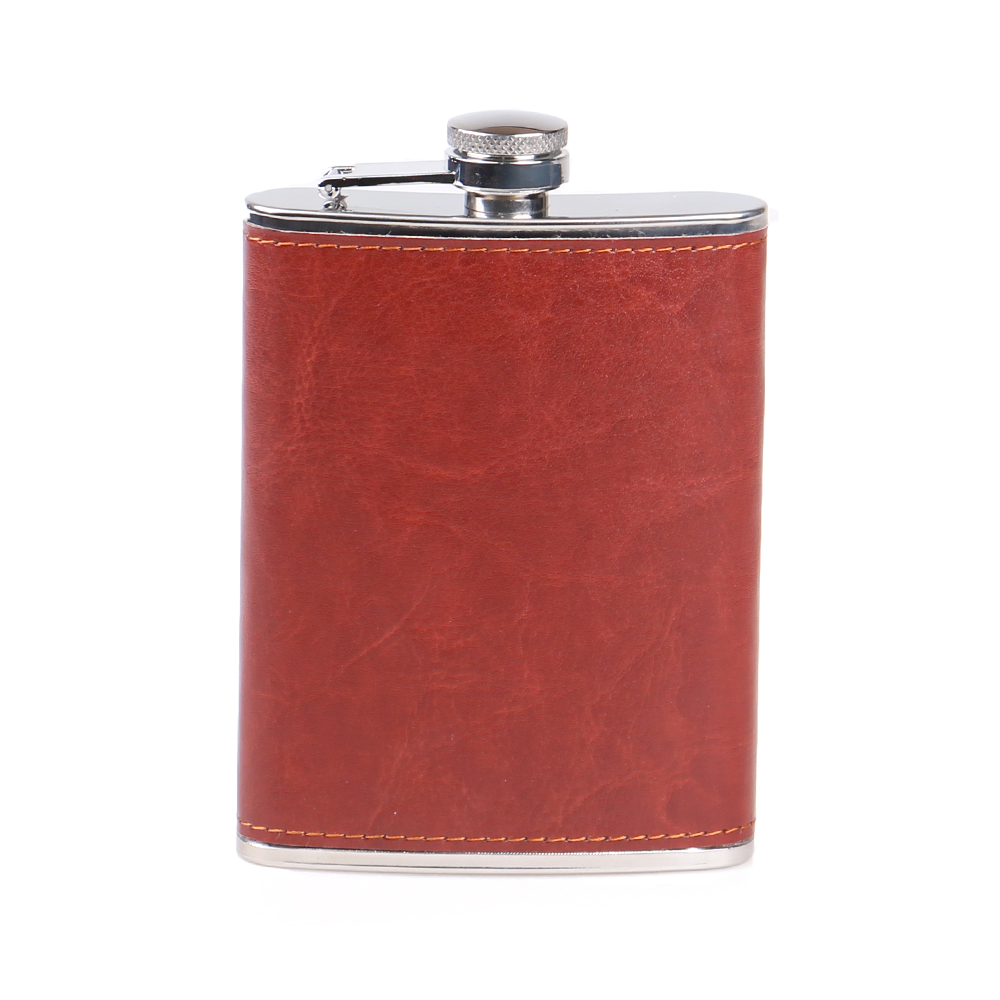 Nerezová placatka s PVC kůží hnědá - náhled 1