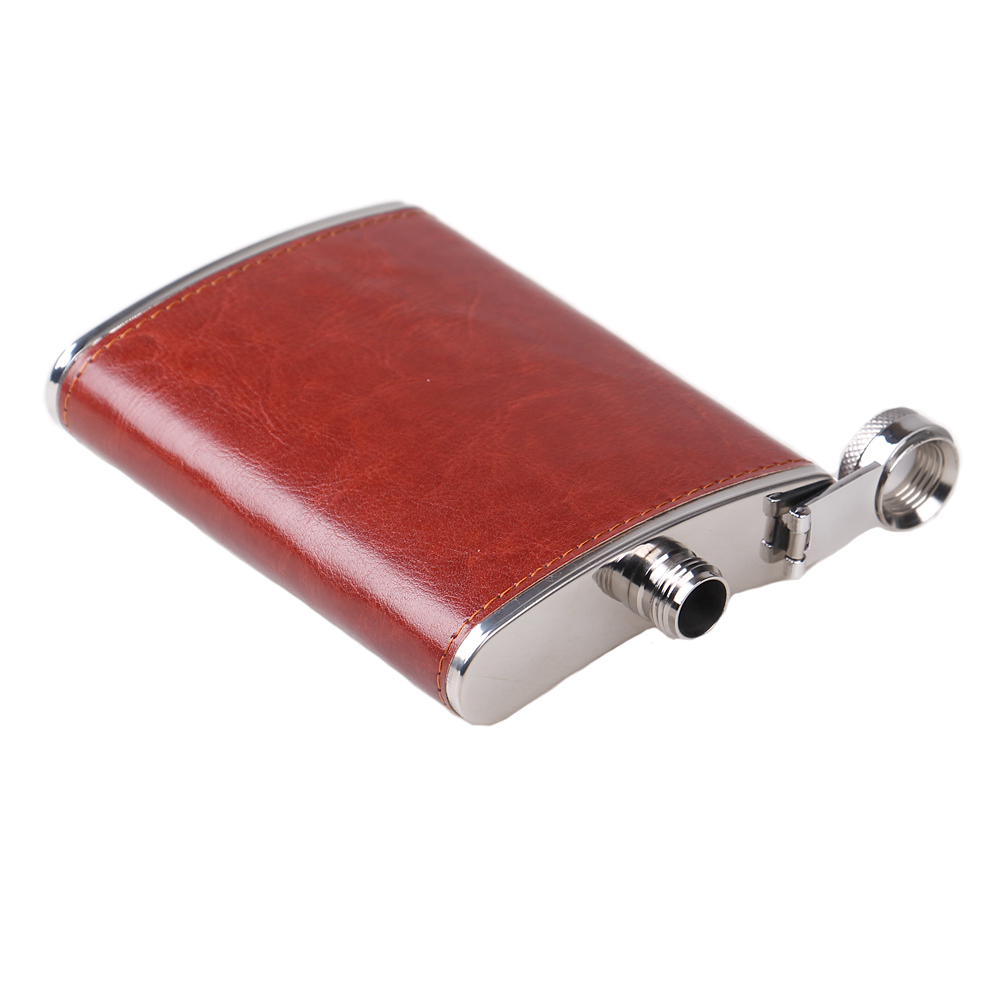 Nerezová placatka s PVC kůží hnědá - náhled 3