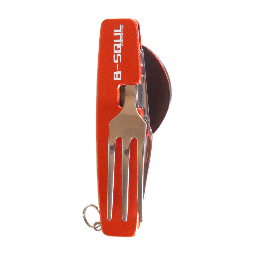 Rozkládací multifunkční kempingový příbor B-SQUL červený - náhled 1