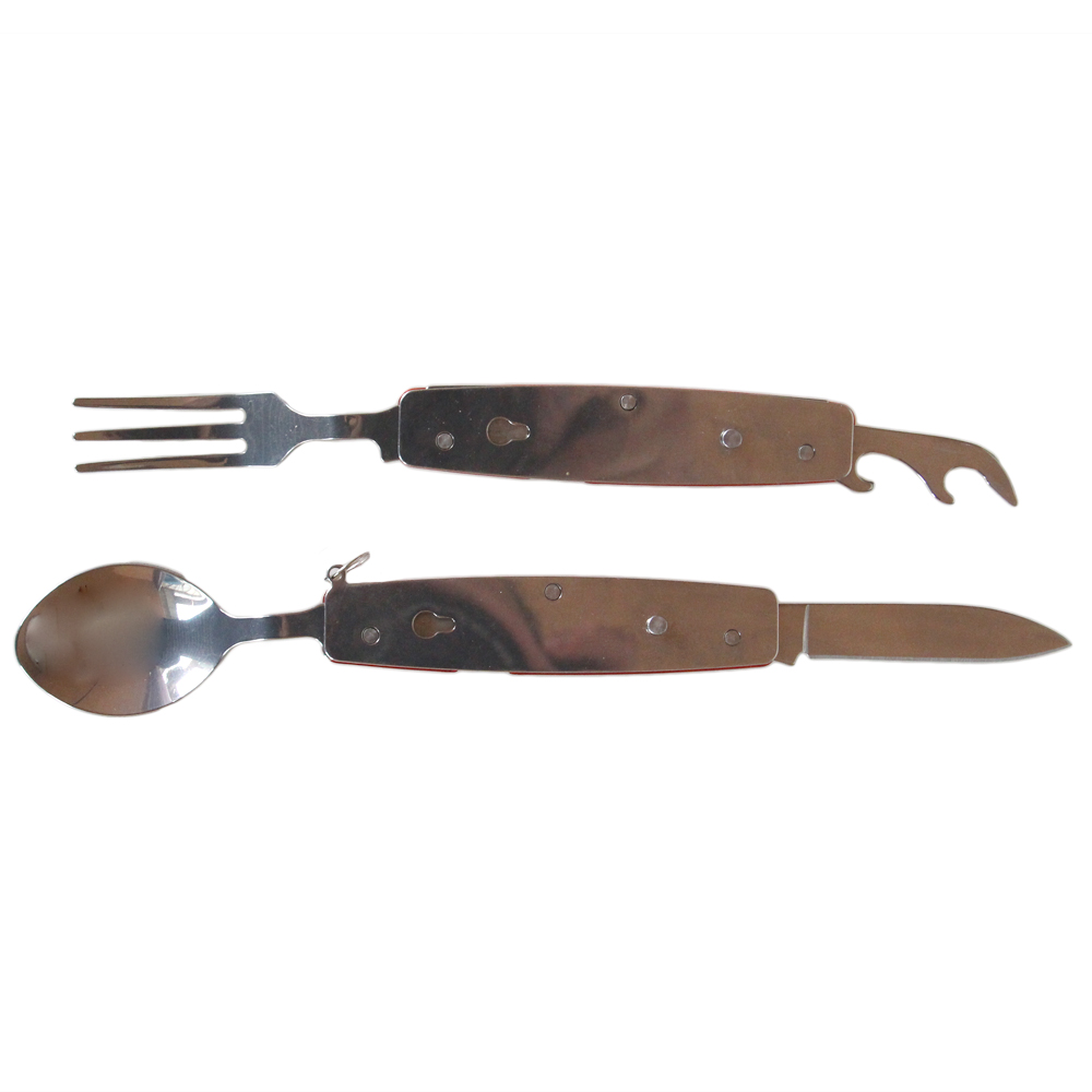 Rozkládací multifunkční kempingový příbor B-SQUL červený - náhled 2