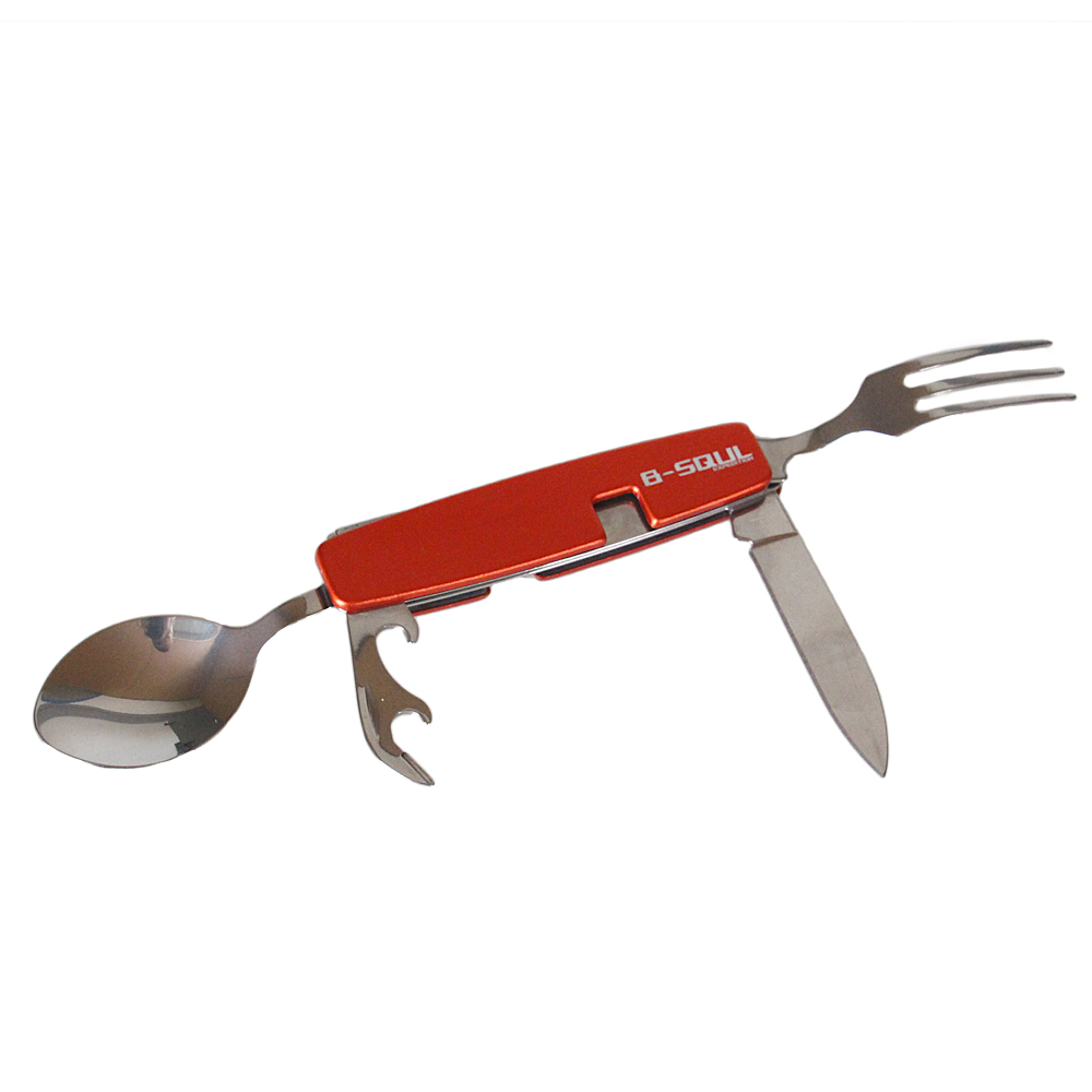 Rozkládací multifunkční kempingový příbor B-SQUL červený - náhled 4