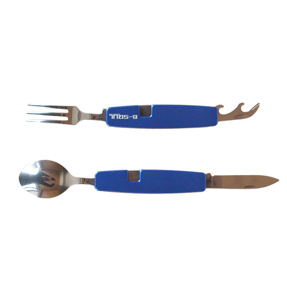 Rozkládací multifunkční kempingový příbor B-SQUL modrý - náhled 2