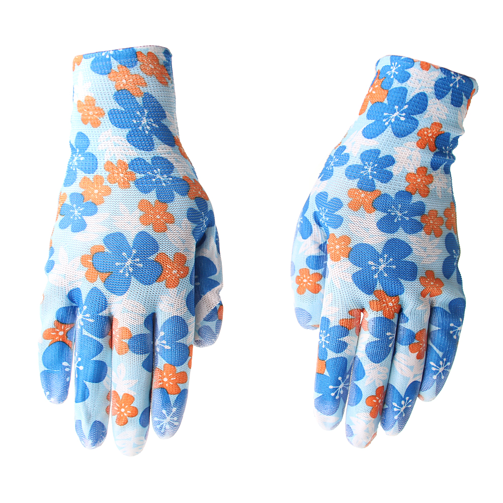 Zahradní rukavice modré květiny - náhled 1