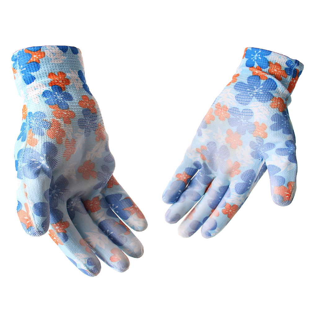 Zahradní rukavice modré květiny - náhled 2