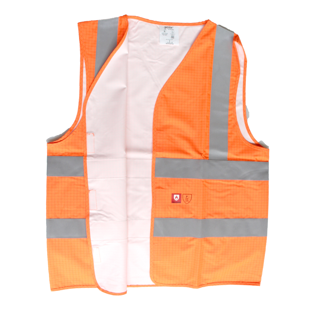 Nehořlavá reflexní vesta oranžová - náhled 3