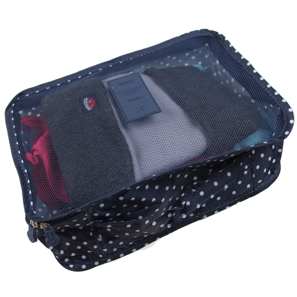 Cestovní organizér do kufru 6ks modrý s puntíky - náhled 4
