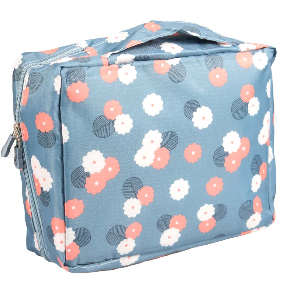 Kosmetická taška Travel modrá s květy - náhled 2