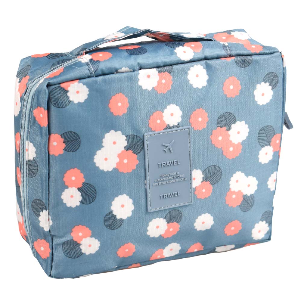 Kosmetická taška Travel modrá s květy - náhled 1