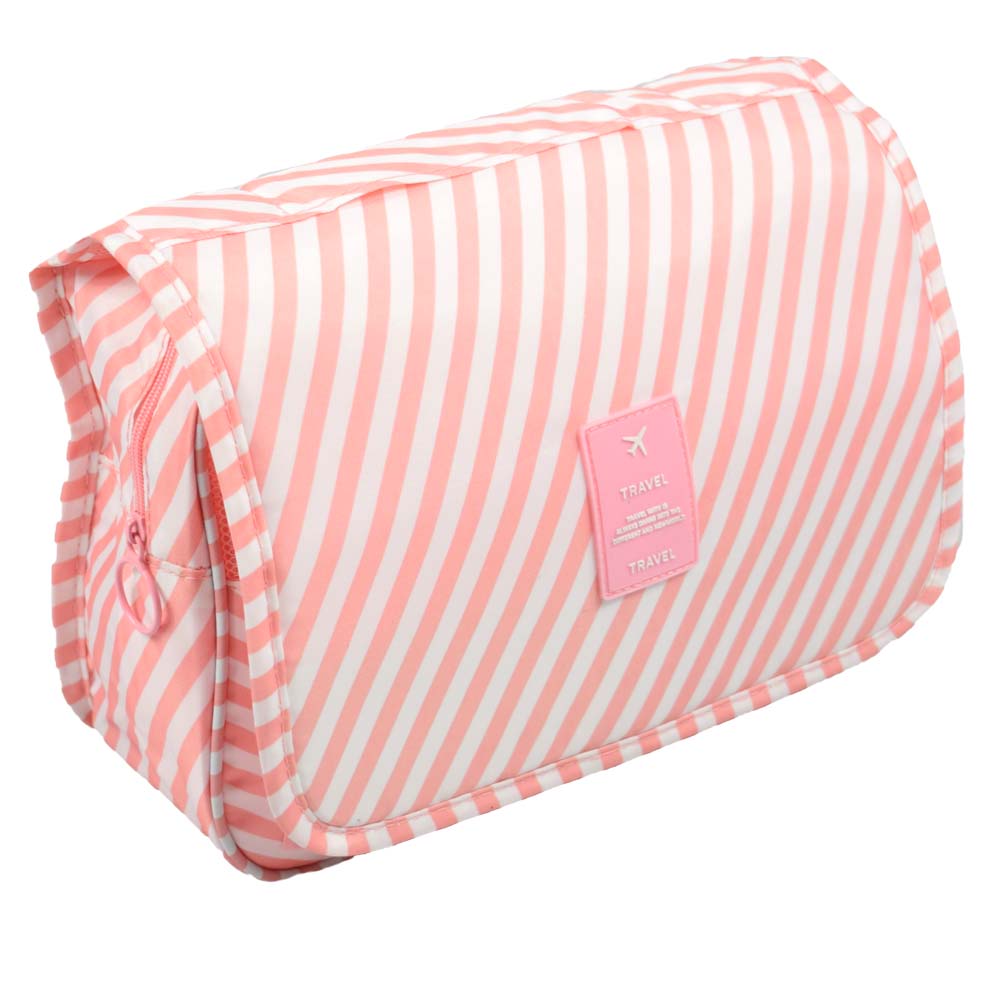 Kosmetická taška závěsná s pruhy růžová - náhled 1