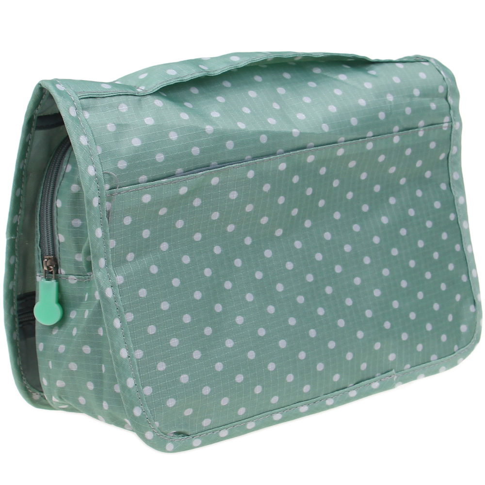 Kosmetická taška závěsná zelená s puntíky - náhled 2