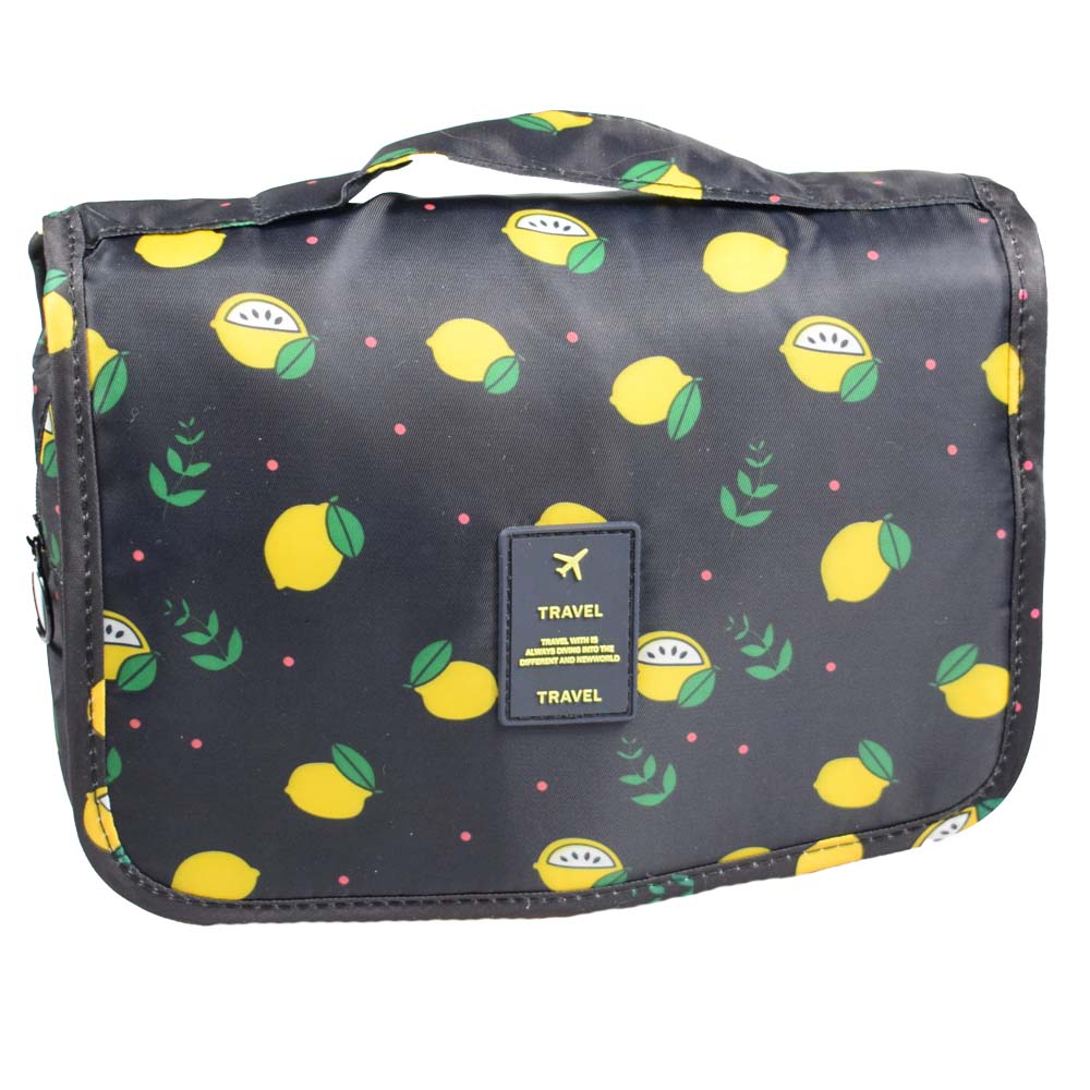 Kosmetická taška závěsná černá s citróny - náhled 1