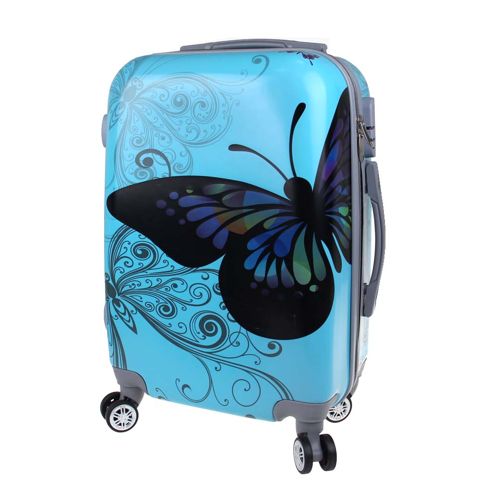 Sada 3 skořepinových kufrů (Blue Butterfly) - náhled 1