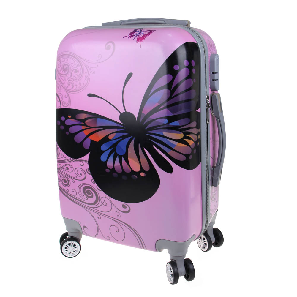 Sada 3 skořepinových kufrů (Pink Butterfly) - náhled 1