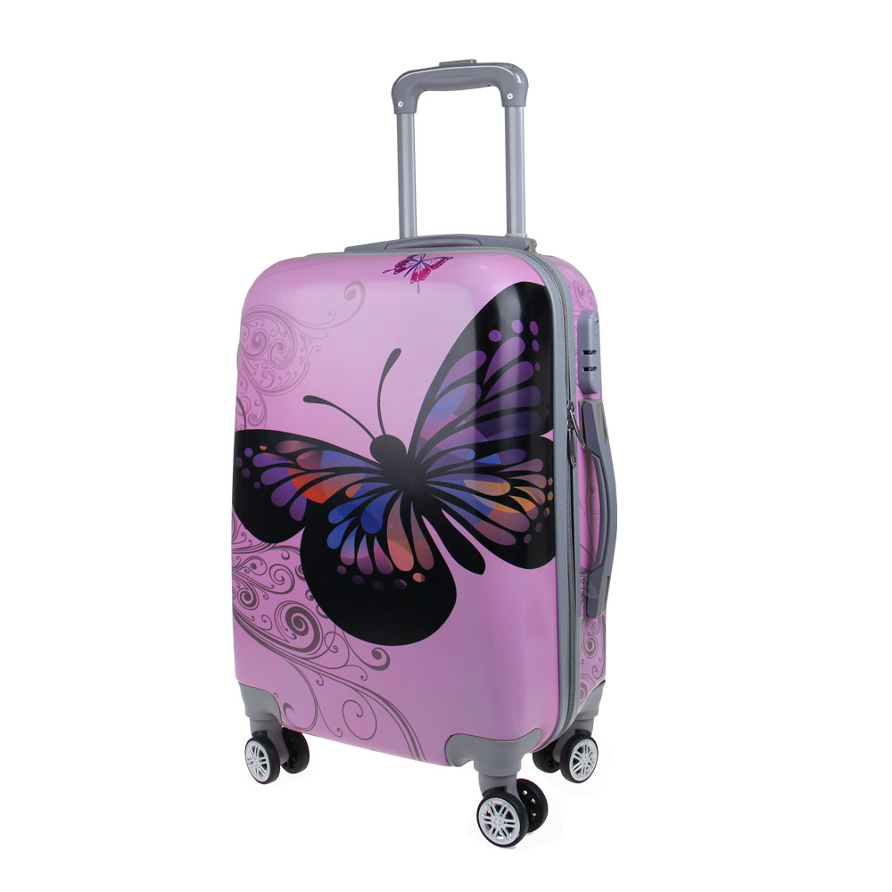 Sada 3 skořepinových kufrů (Pink Butterfly) - náhled 2
