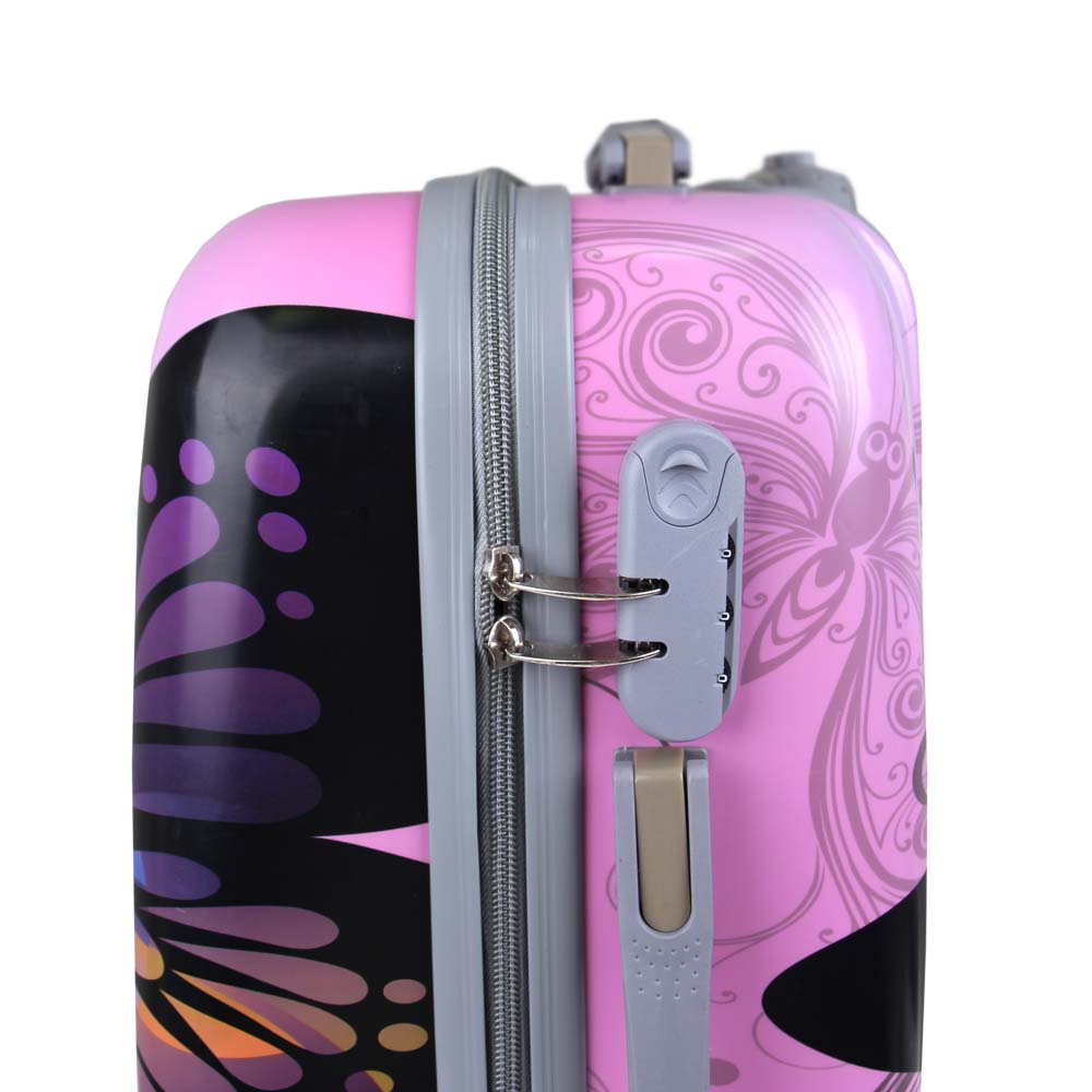 Sada 3 skořepinových kufrů (Pink Butterfly) - náhled 3